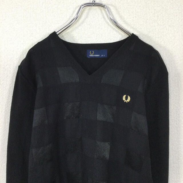 FRED PERRY(フレッドペリー)の◉フレッドペリー/FRED PERRY ニットセーター　月桂樹刺繍　チェック柄 レディースのトップス(ニット/セーター)の商品写真