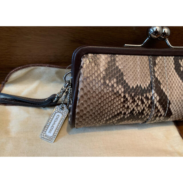 COACH(コーチ)のCOACH コーチ クラッチバック がま口　パイソン　新品 レディースのバッグ(クラッチバッグ)の商品写真