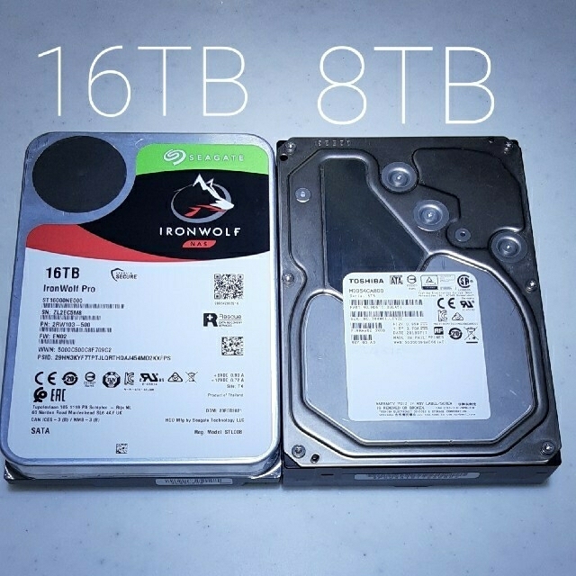 スマホ/家電/カメラハードディスク 16TB 8TB 合計2台