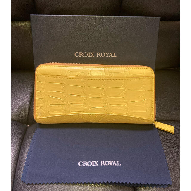 美品！CROIX ROYAL クロコダイルウォレット！黄色！日本製！-