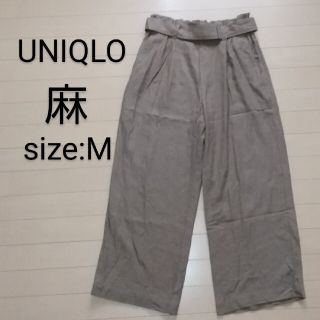 ユニクロ(UNIQLO)のUNIQLO 麻パンツM カーキ(カジュアルパンツ)