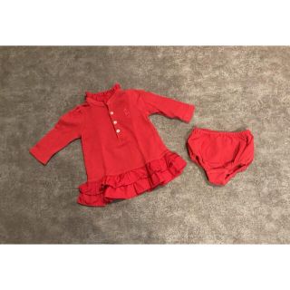 ラルフローレン(Ralph Lauren)のラルフローレン*ベビーワンピースブルマセットアップレッド*6M(60-68cm)(ワンピース)