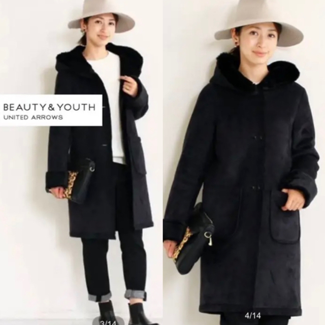 BEAUTY&YOUTH フェイクムートンロングコート