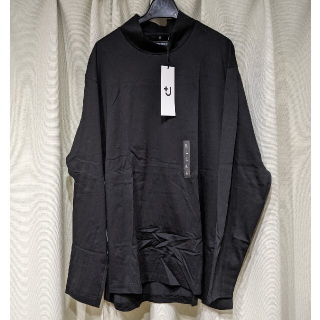 UNIQLO(ユニクロ)の+j ユニクロスーピマコットンモックネックT（長袖）新品タグ付BLACK メンズのトップス(Tシャツ/カットソー(七分/長袖))の商品写真