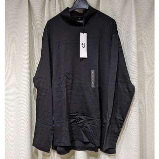 ユニクロ(UNIQLO)の+j ユニクロスーピマコットンモックネックT（長袖）新品タグ付BLACK(Tシャツ/カットソー(七分/長袖))