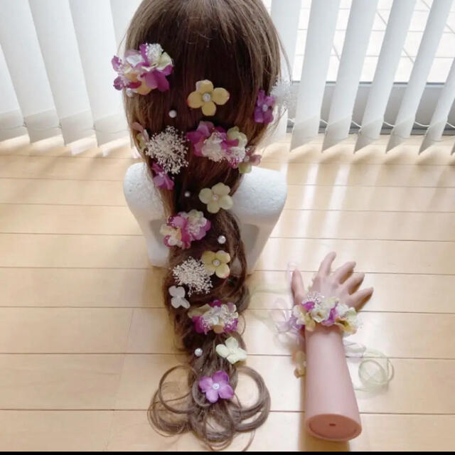 ラプンツェル髪飾り♡ヘッドドレス 紫♡薄いオレンジ♡黄緑 1点 ラプンツェル髪飾り♡ヘッドドレス 紫♡薄いオレンジ♡黄緑 1点