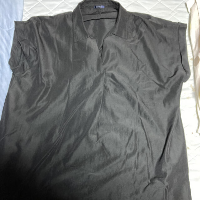 前開きトップス 黒 4L レディースのトップス(カットソー(半袖/袖なし))の商品写真