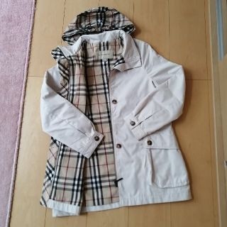 バーバリー(BURBERRY)の【値下げ】BURBERRY ノバチェックフード付き コート 10Y 140cm(コート)