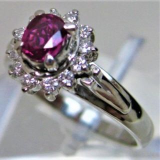 Pt900 プラチナ リング 指輪 ルビー0.48ct ダイヤ0.19ct(リング(指輪))