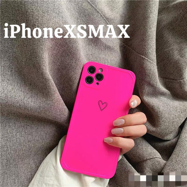 ★iPhoneケース　ネオンカラーピンク　ハート　iPhone XSMAX スマホ/家電/カメラのスマホアクセサリー(iPhoneケース)の商品写真