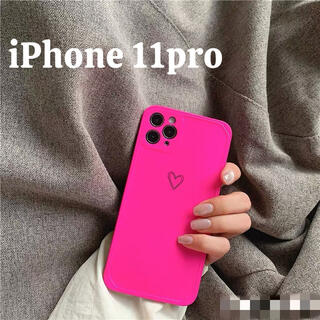 ★iPhoneケース　ネオンカラーピンク　ハート　iPhone 11pro(iPhoneケース)