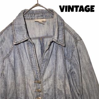 【90s】dressbarn デニム シャツ 長袖 XL レディース 輸入古着(シャツ/ブラウス(長袖/七分))