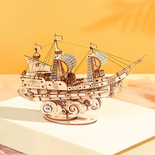 送料無料 3Dウッドパズル 帆船 木製立体パズル 接着剤不要 サンドペーパー不要 エンタメ/ホビーのおもちゃ/ぬいぐるみ(模型/プラモデル)の商品写真
