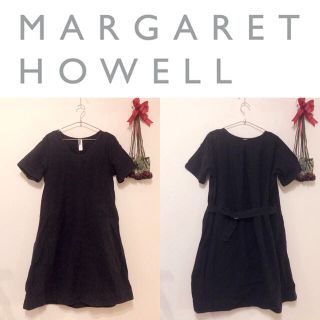 マーガレットハウエル(MARGARET HOWELL)の【MARGARETHOWELL】ベルトデザイン　リネン混ワンピース(ひざ丈ワンピース)