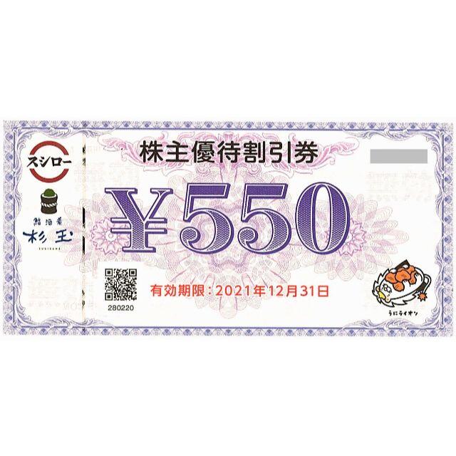 スシロー 株主優待券［20枚］/11000円分/2021.12.31まで チケットの優待券/割引券(レストラン/食事券)の商品写真