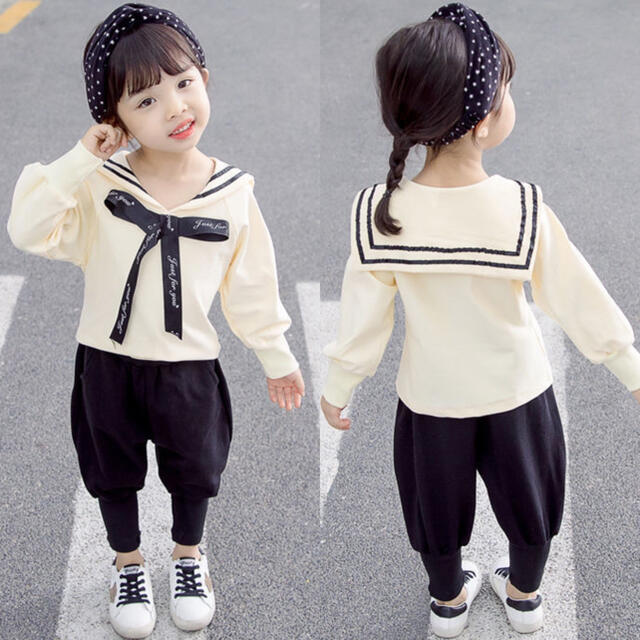 キッズセットアップ　リボン付きトップス　バルーンパンツ　女の子服　ピンク100 キッズ/ベビー/マタニティのキッズ服女の子用(90cm~)(その他)の商品写真