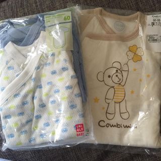 ユニクロ(UNIQLO)の新生児〜60cm✳︎カバーオール、メッシュインナーボディ肌着✳︎おまけたくさん(カバーオール)