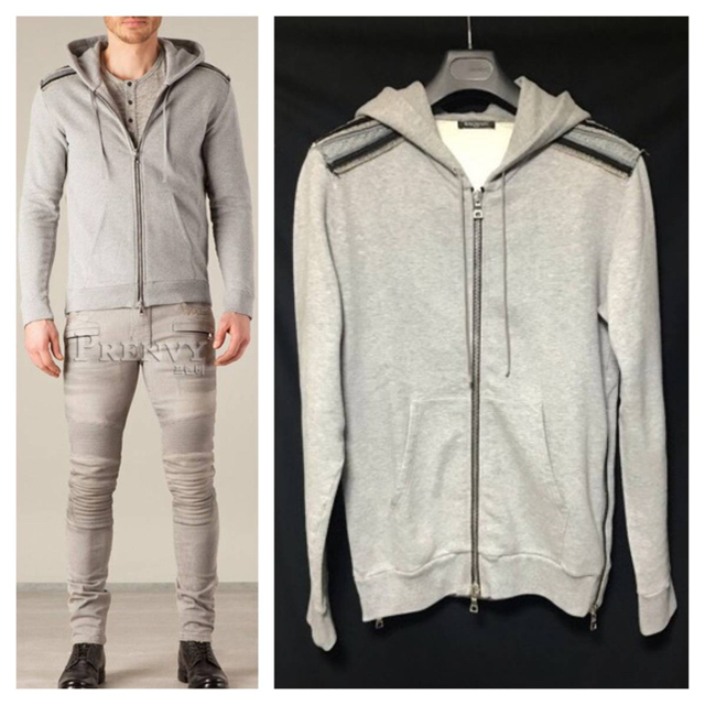 BALMAIN - 本物 美品 バルマンオム ショルダー装飾ライン ZIP UP