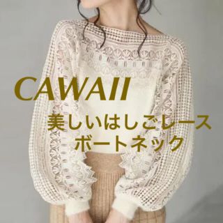 カワイイ(cawaii)の極美品　cawaii 美しいはしごレースのボートネックニットトップス(ニット/セーター)