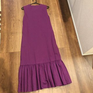 ザラ(ZARA)の値下げバースデーバッシュ　ペプラムワンピ　パープル(ロングワンピース/マキシワンピース)