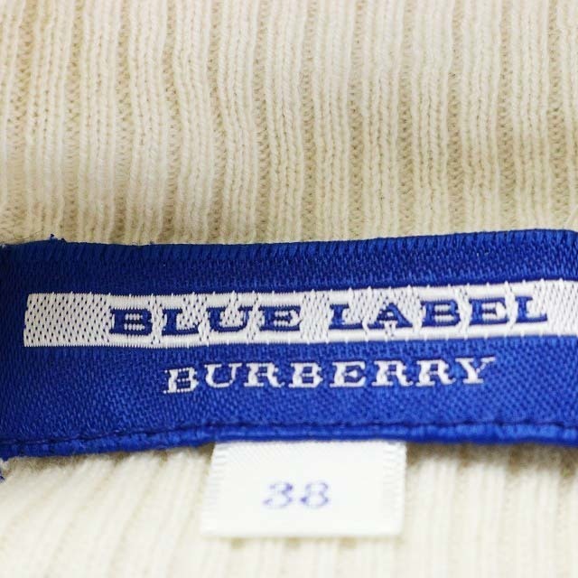 BURBERRY BLUE LABEL(バーバリーブルーレーベル)のバーバリーブルーレーベル ニット カットソー ハイネック 38 M 白 紺 レディースのトップス(ニット/セーター)の商品写真