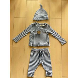 ベビーギャップ(babyGAP)の【お値下!!】ベビー服 babyGAP ストライプ 上下 帽子 3点セット 60(トレーナー)