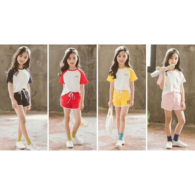 【新品】子供服　トップス+パンツ　女の子　セットアップ　2点セット　スポーツウェ キッズ/ベビー/マタニティのキッズ服女の子用(90cm~)(Tシャツ/カットソー)の商品写真