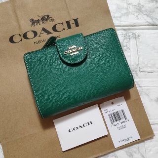 コーチ(COACH)のCOACH コーチ ミディアム ジップ ウォレット 二つ折り 財布 グリーン(財布)