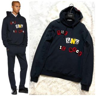 ドルチェアンドガッバーナ(DOLCE&GABBANA)の本物 美品 ドルチェ＆ガッバーナ ステッチデザイン パーカー 黒 赤 46(パーカー)