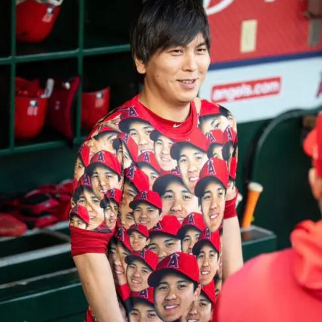 大谷翔平 顔だらけTシャツ エンゼルス MVP - ウェア