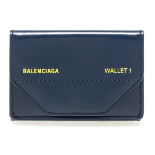 Balenciaga - BALENCIAGA 三つ折り財布 ミニウォレット ネイビー