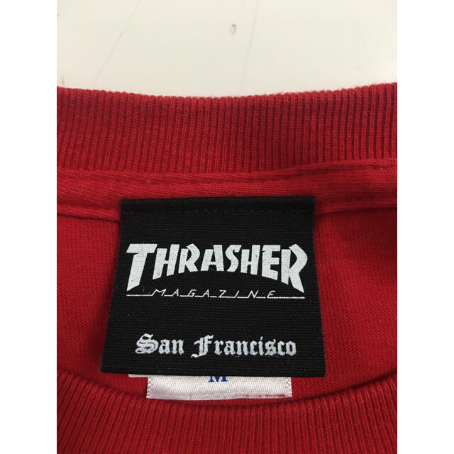 THRASHER(スラッシャー)の袖プリント フロントロゴ フロントプリント ビッグロゴ スラッシャー  赤 メンズのトップス(Tシャツ/カットソー(七分/長袖))の商品写真