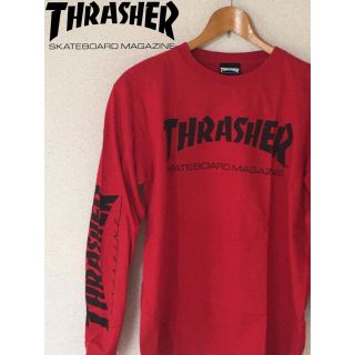 スラッシャー(THRASHER)の袖プリント フロントロゴ フロントプリント ビッグロゴ スラッシャー  赤(Tシャツ/カットソー(七分/長袖))