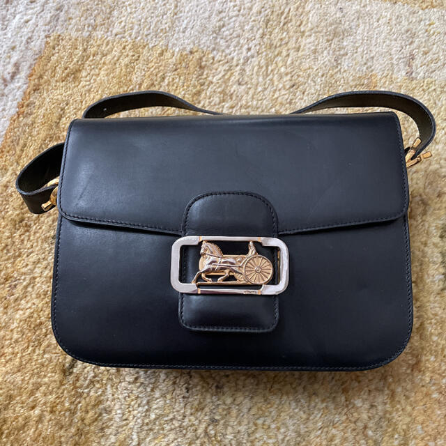 OLD CELINE セリーヌ　馬車金具　キャンバス　ショルダーバッグ　ブラウン