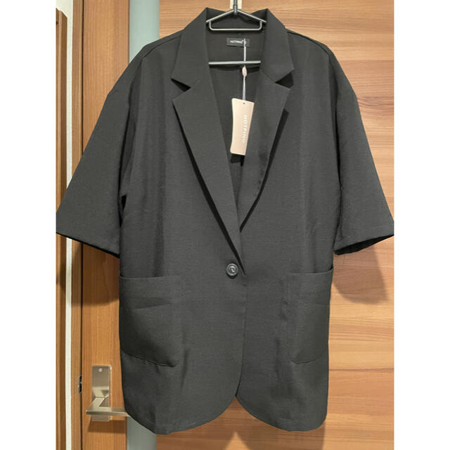 【新品】オーバーサイズ ジャケット　半袖　黒 韓国