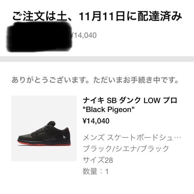 NIKE(ナイキ)のNIKE SB DUNK LOW TRD QS BLACK Pigeon  メンズの靴/シューズ(スニーカー)の商品写真