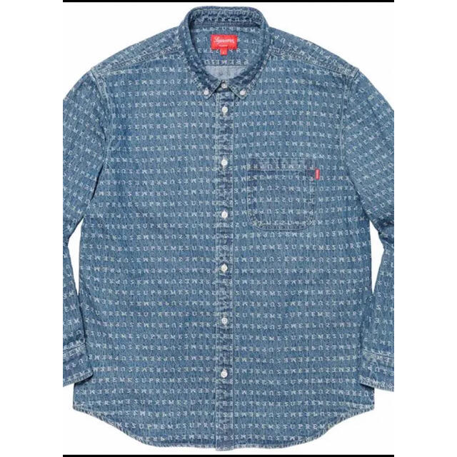 supreme Jacquard Logos Denim Shirt blueトップス