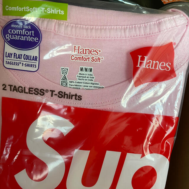 Supreme Hanes Tagless Tees pink サイズm