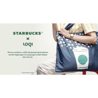 スターバックスコーヒー(Starbucks Coffee)のネイビー Starbucks X Loqi スタバ エコバッグ 海外限定商品(エコバッグ)