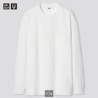 ユニクロ(UNIQLO)のユニクロ　クルーネックT 長袖　ホワイト　サイズM(Tシャツ/カットソー(七分/長袖))