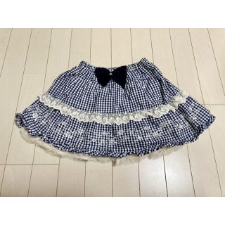 アクシーズファム(axes femme)のお値下げ中　axes femme kids チェックリボンスカッツ(スカート)