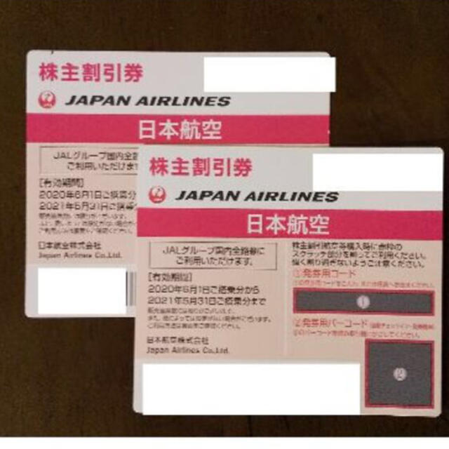 JAL(日本航空)(ジャル(ニホンコウクウ))のJAL 株主優待　2枚セット チケットの優待券/割引券(ショッピング)の商品写真