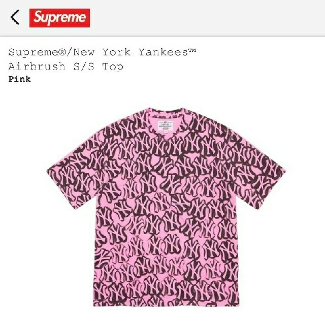 Supreme New York Yankees S/S Top Pink XLTシャツ/カットソー(半袖/袖なし)