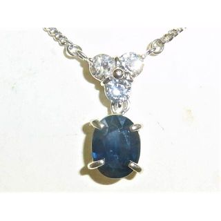 Pt850プラチナ ネックレス サファイヤ1.56ct ダイヤ 3ヶ0.33ct(ネックレス)