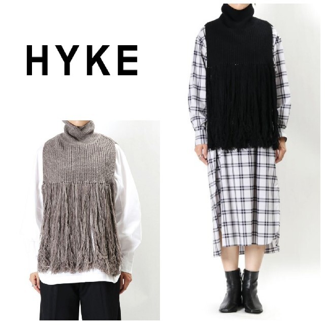 HYKE - HYKE (ハイク) リブウール タートルネック ケープ ベストの通販