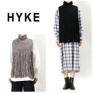 HYKE  リブ タートルネック ケープ