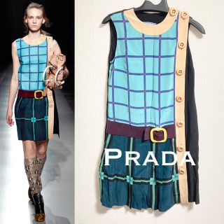 プラダ(PRADA)の11.12AW.col■Prada/プラダ ワンピース・ストライプ美品 40/M(ひざ丈ワンピース)