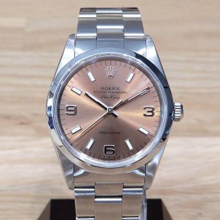 ロレックス(ROLEX)のタカ様の 美品 ロレックス OH済み エアキング 3・6・9ピンク文字盤 T番(腕時計(アナログ))