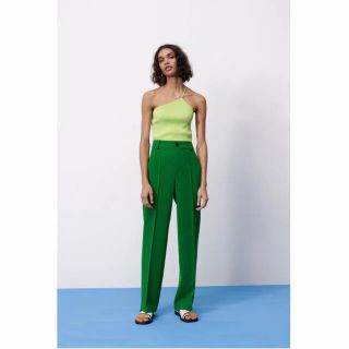 ザラ(ZARA)のZARA フルレングスパンツ グリーン(カジュアルパンツ)