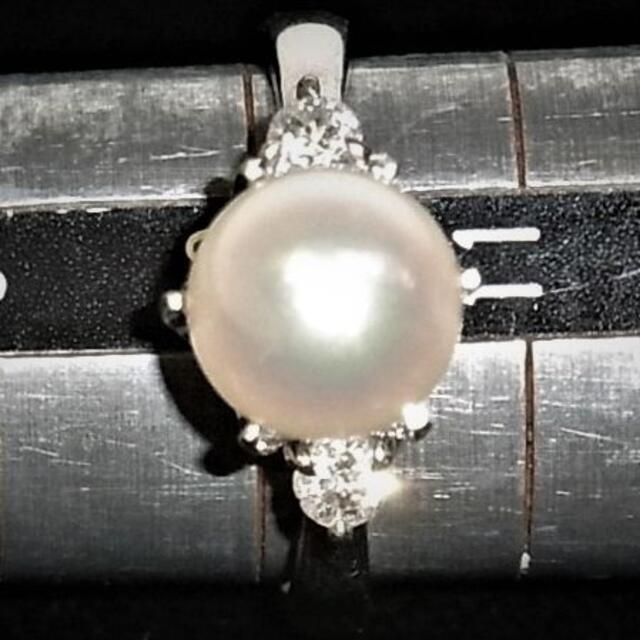 Pt900プラチナ リング 指輪 パール8mm アコヤ真珠 ダイヤ 0.20ct 3